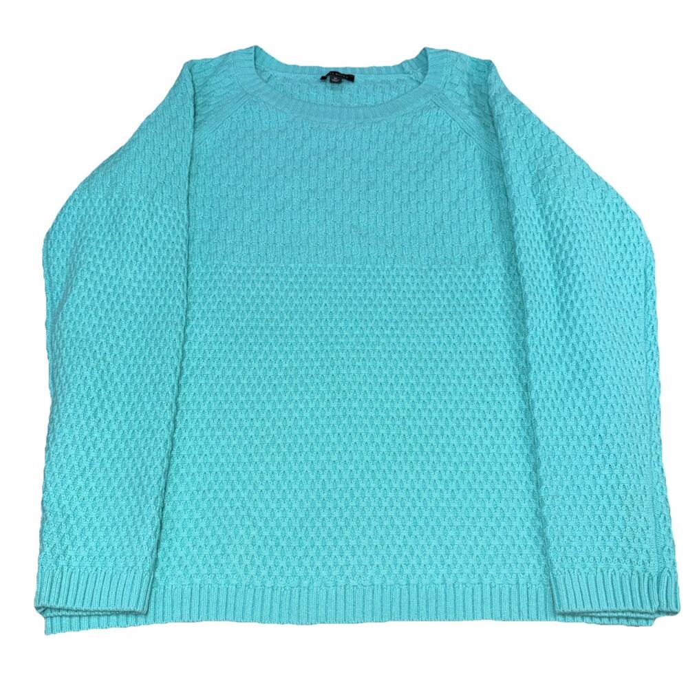 Talbots Aqua Textured Lambswool Blend Crew Neck Sweater Medium